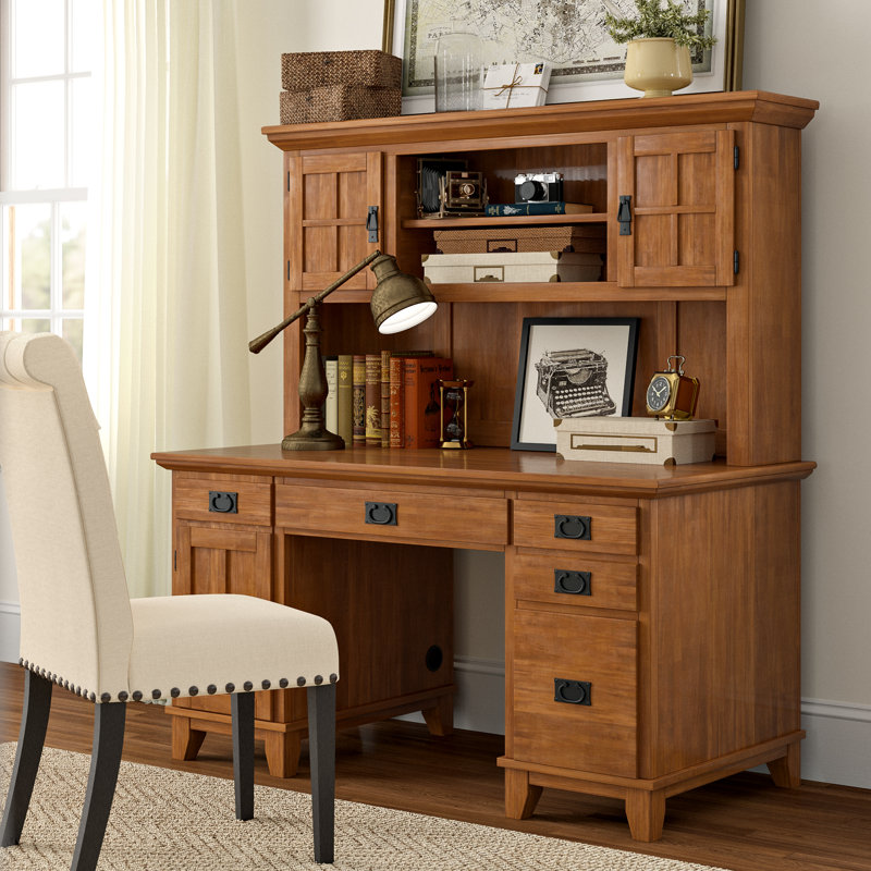 Three Posts Ferryhill Pedestal Computer Desk with Hutch & Reviews Wayfair